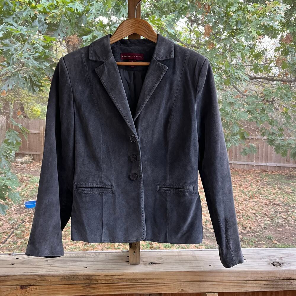 Margaret Godfrey Women's Vintage Grey 100% Leather Suede Jacket Size 12
